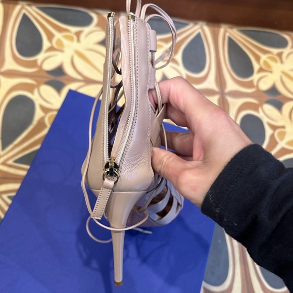 Aquazzura Women's Lace-Up Heels - Cream - Picture 5 of 6